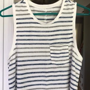 Merona White Gray and blue knit tank top